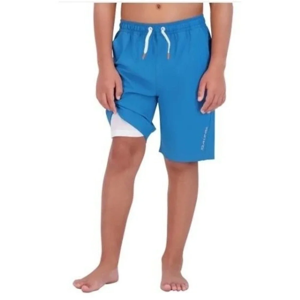 Dakine Swim Boys 2-piece Swim Set Blue/Gray Rash Guard UPF‎ 30+ Small NWT!